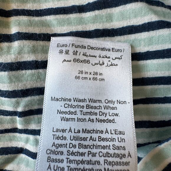 West Elm + Rhode Mushroom Floral Stripe Reversible Cotton Percale Euro Sham - Picture 7 of 8